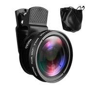 Phone Camera Lens - Wide Angle Lens | Macro Phone Lenš | 0.45x Wide Angle + 15x Macro Lenš Kit, HD Optical Glass, Universal Clip on for Smartphones, Reduce Ghosting