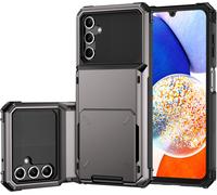 Phone Case For Samsung Galaxy A16 With Card Slots Shockproof Flip Case Cover Hard Pc Back Soft Tpu Interior Grey