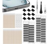 Phone Dust Kit,114 Pcs Silicone Dust Plug With Stuck Needle,Cleaning Pads And Tweezers Compatible With Samsung/Iphone 15 Etc Type C,Black