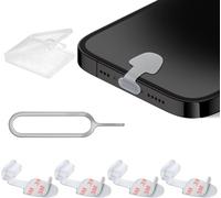 Phone Dust Kit,Silicone For Adhesive Socket Set Of 4 Type C Dust Covers With Stuck Needle Compatible With Phone Tablet Type C Port (Transparent)