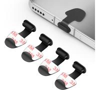 Phone Dust Kit Silicone For Adhesive Socket Set Of 4 Type C Dust Covers With Stuck Needle Compatible For Phone Tablet Type C Port,Black
