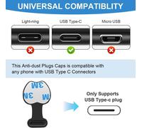 Phone Dust Kit,Silicone For Adhesive Socket Set Of 6 Type C Dust Covers With Stuck Needle Compatible With Phone Tablet Type C Port (Black + White + Transparent).[D126]