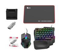 Phone Game Converter Set, Wired Mechanical USB Keyboard and Mice, Half Hand Portable Game Adapter, RGB LED Backlit for Enhanced Experience, 25x18x7cm, 5V/1.5A