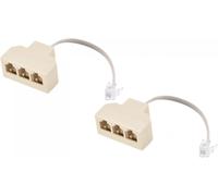 Phone Jack Splitter 6P4C Male to 3 Female Way Socket Adapter Phone Line Separator Phone Extension Cord 2 Pack
