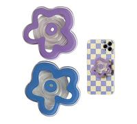 Phone Socket, 2pcs Expandable Flower Mobile Phone Grip, Universal Phone Stand for Phones Tablets (Blue+Purple)