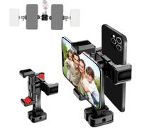 Phone Tripod Mount,Metal Smartphone Holder Adapter With Dual Phone Holder,360° Swivel 180° Swivel Adjustable Clip Clamp Compatible With
