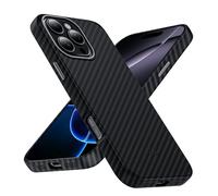 Phoneaura MagCase Deluxe Étui de protection en carbone pour iPhone 16 Pro Max compatible avec MagSafe I Coque de protection en carbone pour iPhone 16 Pro Max (aspect carbone, 2 verres de protection, 1