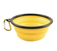 PhoneNatic 60014770 Gamelle Pliable en Silicone pour Chien et Chat avec Mousqueton Jaune Taille XL 1000 ML