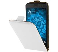 PhoneNatic Couverture en Cuir Artificiel Compatible avec Alcatel Pop 4 - Flip-Case Blanc - Cover Cubierta + Films de Protection