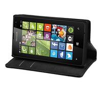 PhoneNatic Couverture en Cuir Artificiel Compatible avec Microsoft Lumia 435 - Bookstyle Noir - Cover Cubierta + Films de Protection