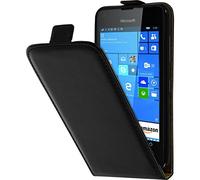 PhoneNatic Couverture en Cuir Artificiel Compatible avec Microsoft Lumia 550 - Flip-Case Noir - Cover Cubierta + Films de Protection