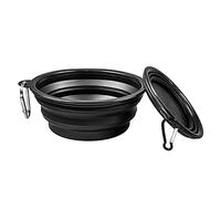 PhoneNatic Gamelle Pliable en Silicone pour Chien et Chat avec Mousqueton - Noir - 350 ML