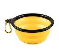 PhoneNatic Gamelle Pliable en Silicone pour Chien et Chat - Jaune - avec Mousqueton - Taille S - 350 ML - 60014331