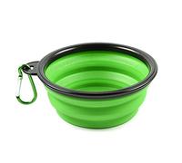 PhoneNatic Gamelle Pliable en Silicone pour Chien et Chat - Vert - avec Mousqueton - Taille S - 350 ML