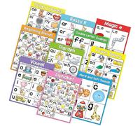 Phonics Lot de 10 affiches éducatives pour enseigner les langues et l'art pour enfants, tout-petits, enfants d'âge préscolaire, maternelle, salle de classe, décoration, cartes d'apprentissage en