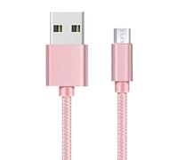 PHONILLICO Cable compatible avec Huawei Honor 10 LITE / 9 LITE / 8X / 8A / 7 / 7A / 7C / 7S / 7X / 6A / 6C / 6X / 5C / 5X - Cable Chargeur Micro USB Nylon Tressé Rose 1 Metre