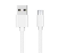 PHONILLICO Cable compatible avec Huawei Honor 10 LITE / 9 LITE / 8X / 8A / 7 / 7A / 7C / 7S / 7X / 6A / 6C / 6X / 5C / 5X - Cable Chargeur Micro USB Nylon Tressé Argent Blanc 1 Metre