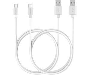 PHONILLICO Cable compatible avec Oukitel G1/G2/OT5/OT6/OT8/OT9/OT11/OT12/P1/RT2/RT3 Pro/RT5/RT6/RT7 5G/RT8/RT9 [PACK 2] USB TYPE USB-C Blanc 1 Mètre