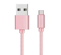 PHONILLICO Cable compatible avec Samsung Galaxy S10 / S10 PLUS / S10E / S9 / S9 PLUS / S8 / S8 PLUS - Cable Chargeur USB-C Nylon Tressé Rose 1 Metre