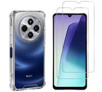 PHONILLICO Coque Antichoc pour Xiaomi Redmi 14C et 2 Verres Trempé Film Protection Ecran Protection Gel TPU Transparent Silicone Souple Absorbption Choc Ultra Mince