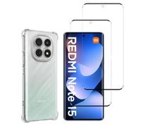 PHONILLICO Coque Antichoc pour Xiaomi Redmi Note 15 4G / 5G et 2 Verres Trempé Film Protection Ecran Protection Gel TPU Transparent Silicone Souple Absorbption Choc Ultra Mince