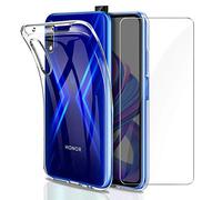 PHONILLICO Coque Compatible avec Honor 9X - Verre Trempé Film Protection Ecran - Housse Etui Gel TPU Silicone Transparent Protection Souple Ultra Mince Anti Choc Vitre Anti Rayure Dureté 9H