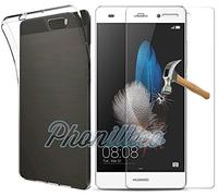 PHONILLICO® Coque Gel TPU + Film Verre Trempe pour Huawei P8 Lite - Housse Etui Protection Transparent Gel TPU Silicone Souple Ultra Mince Film Protection Ecran Resistant Vitre Protecteur