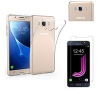 Phonillico® Coque Gel TPU + Film Verre Trempe pour Samsung Galaxy J7 2016 - Coque Housse Etui Protection Transparent Gel TPU Silicone Souple Ultra Mince Fine Slim Leger Film Protection Ecran Verre Trempe Ultra Resistant Vitre Ecran Protecteur