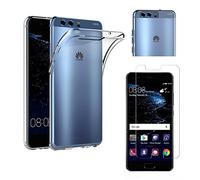 PHONILLICO Coque Huawei P10 + Verre Trempé Film Protection Ecran - Housse Etui Gel TPU Silicone Transparent Protection Souple Ultra Mince Vitre Protecteur Anti Rayure sans Bulle d’Air Dureté 9H