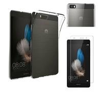 PHONILLICO Coque Huawei P8 Lite + Verre Trempé Film Protection Ecran - Housse Etui Gel TPU Silicone Transparent Souple Ultra Mince Anti Choc - Vitre Ultra Resistant Anti Rayure Dureté 9H