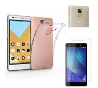 PHONILLICO Coque pour Huawei HONOR 7 + Verre Trempé Film Protection Ecran - Housse Etui Gel TPU Silicone Transparent Protection Souple Ultra Mince Fine Vitre Protecteur Anti Rayure