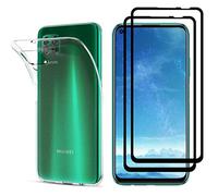 PHONILLICO Coque pour Huawei P40 Lite et 2 Verres Trempe Bord Noir Film Protection Ecran