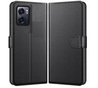 PHONILLICO Coque pour Oppo A77 5G - Portefeuille Noir Rabat Clapet Aimanté Rangement Cartes