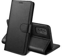 PHONILLICO Coque pour Samsung A32 5G- Portefeuille Noir Rabat Clapet Aimanté Rangement Cartes