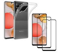 PHONILLICO Coque pour Samsung A42 et 2 Verres Trempe Bord Noir Film Protection Ecran