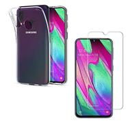 PHONILLICO Coque pour Samsung Galaxy A40 + Verre Trempé Integral Transparent Film Protection Ecran - Housse Etui Gel TPU Silicone Transparent Souple Anti Choc - Vitre Resistant