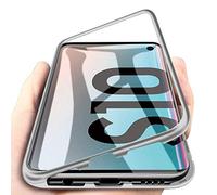 PHONILLICO Coque pour Samsung Galaxy S10 - Coque Magnétique Argent Housse Etui 360 Intégral Full Protection Métal Film Vitre Ecran Ultra Résistant