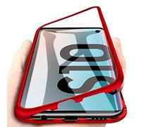 PHONILLICO Coque pour Samsung Galaxy S10 - Coque Magnétique Rouge Housse Etui 360 Intégral Full Protection Métal Film Vitre Ecran Ultra Résistant