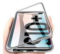 PHONILLICO Coque pour Samsung Galaxy S10 Plus - Coque Magnétique Argent Housse Etui 360 Intégral Full Protection Métal Film Vitre Ecran Ultra Résistant