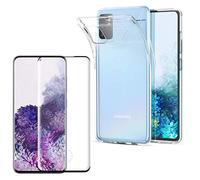 PHONILLICO Coque pour Samsung Galaxy S20 - Verre Trempé Integral Bord Noir Film Protection Ecran - Housse Etui Gel TPU Silicone Transparent Souple Ultra Mince Anti Choc