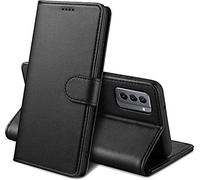 PHONILLICO Coque pour Samsung S21 Plus - Portefeuille Noir Rabat Clapet Aimanté Rangement Cartes