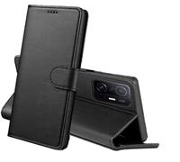 PHONILLICO Coque pour Xiaomi 11T/11T Pro - Portefeuille Noir Rabat Clapet Aimanté Rangement Cartes