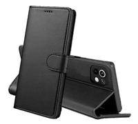 PHONILLICO Coque pour Xiaomi Mi 11 5G - Portefeuille Noir Rabat Clapet Aimanté Rangement Cartes