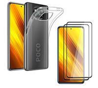 PHONILLICO Coque pour Xiaomi POCO X3 NFC et 2 Verres Trempe Bord Noir Film Protection Ecran