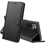 PHONILLICO Coque pour Xiaomi Redmi Note 10 Pro - Portefeuille Noir Rabat Clapet Aimanté Rangement Cartes