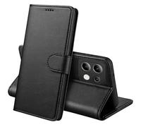 PHONILLICO Coque pour Xiaomi Redmi Note 13 4G - Portefeuille Noir Rabat Clapet Aimanté Rangement Cartes