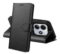 PHONILLICO Coque pour Xiaomi Redmi Note 14 5G - Portefeuille Noir Rabat Clapet Aimanté Rangement Cartes