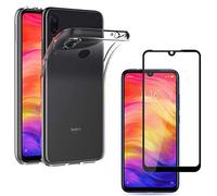 PHONILLICO Coque pour XIAOMI REDMI NOTE 7 PRO + Verre Trempé Integral Bord Noir Film Protection Ecran - Housse Etui Gel TPU Silicone Transparent Souple Ultra Mince Anti Choc - Vitre Ultra Resistant
