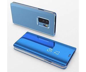 PHONILLICO Coque Rabat Miroir Bleu pour Samsung Galaxy A51 - Housse Etui Protection Antichoc Clear View