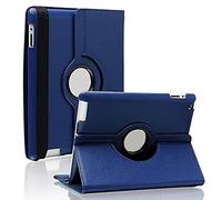 PHONILLICO® Coque Rotative 360° Bleu Fonce pour iPad 2/3 / 4 - Coque Housse Etui Protection Rotation 360 Degres Fonction Portrait Paysage